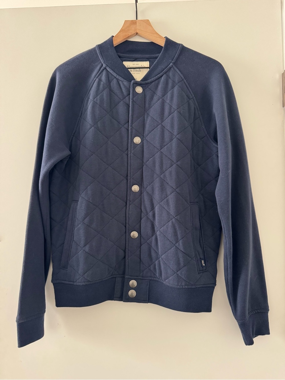 Abercrombie & Fitch Navy Quilted Snap Jacket